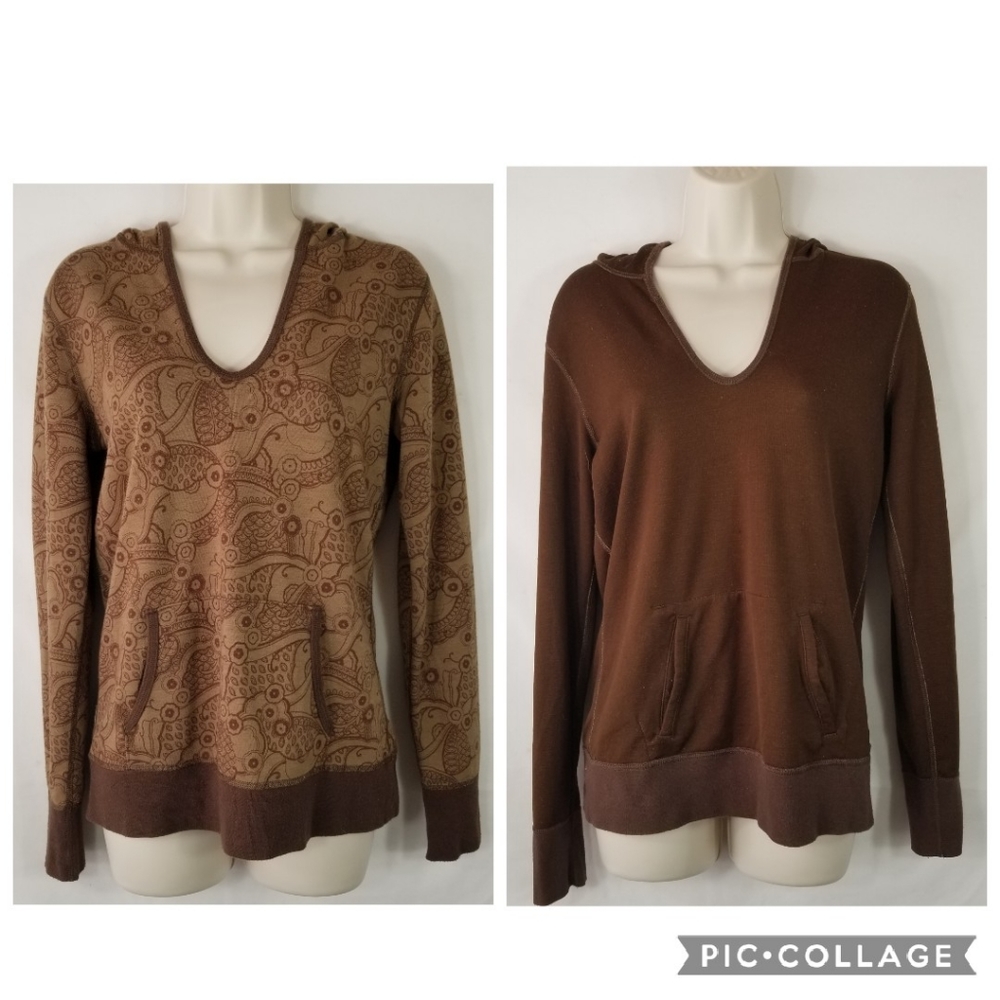 Womens The North Face AAC4 Brown Paisley Wool Blend Reversible Pullover Hoodie M
